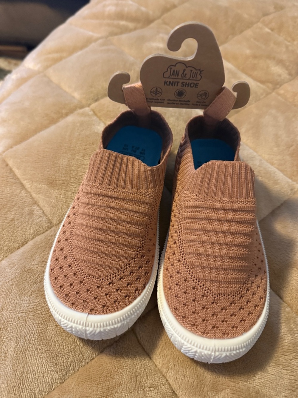 Jan & Jul Kids Slip-On Knit Sneakers in Dusty Rose